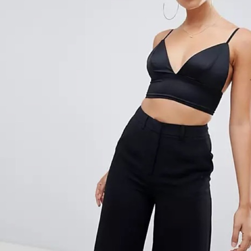 Missguided Black Satin Bralette Top